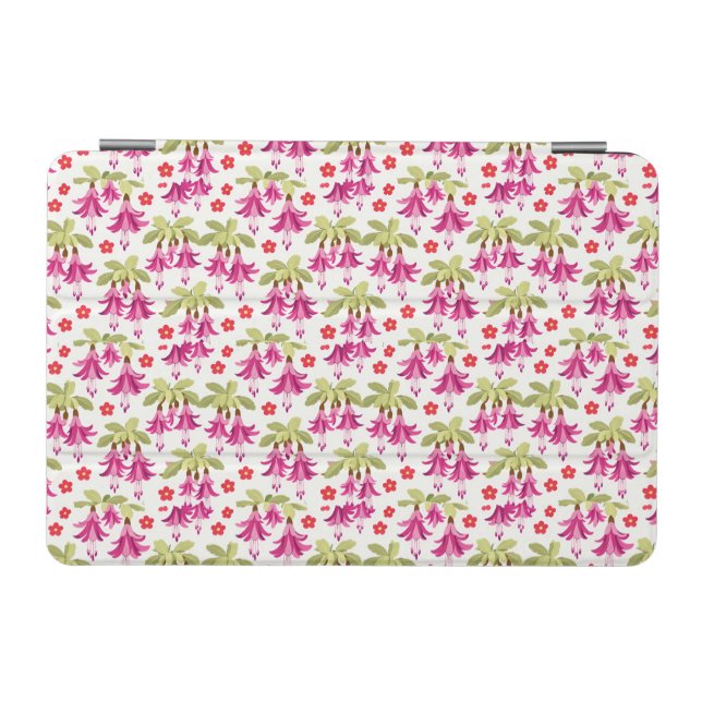 Pink Fuchsia Floral Pattern – Retro Botanical iPad Mini Cover (Horizontal)