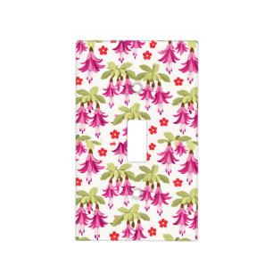 Pink Fuchsia Floral Pattern – Retro Botanical Light Switch Cover
