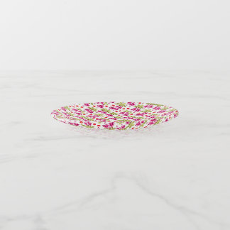 Pink Fuchsia Floral Pattern – Retro Botanical Trinket Tray