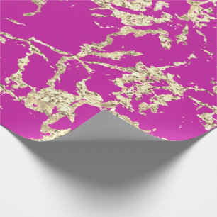 Pink Fuchsia Gold Marble Strokes Gift Idea  Wrapping Paper