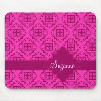 Pink Fuchsia & Magenta Arabesque Moroccan Graphic Mouse Pad