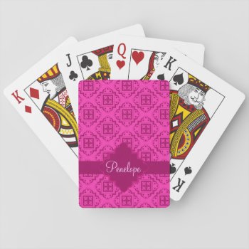 Pink Fuchsia& Magenta Arabesque Moroccan Graphic Playing Cards by phyllisdobbs at Zazzle