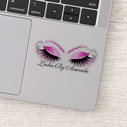 Pink Fuchsia Makeup Artist Lashes Extension Studio Sticker