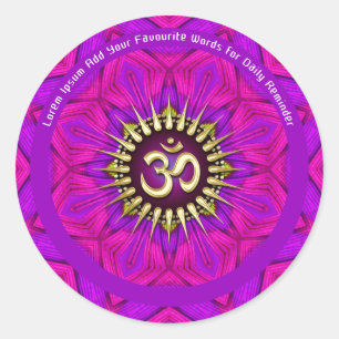 Pink Fuchsia Om Energy Flower Power Mandala Classic Round Sticker