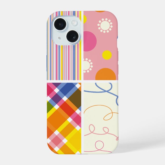 Pink Fuchsia Plaid Stripes Dots Scribbles Pattern Iphone Case (Back)