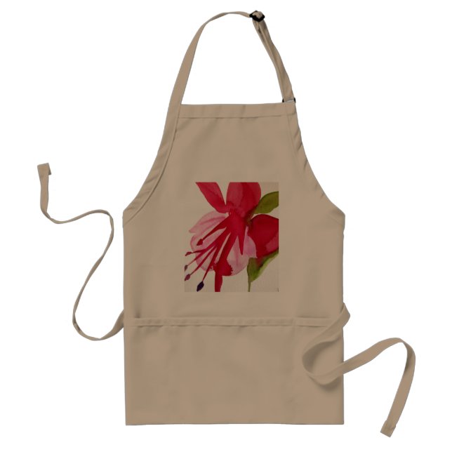 Pink Fuchsia pop art watercolour flower Adult Apron (Front)