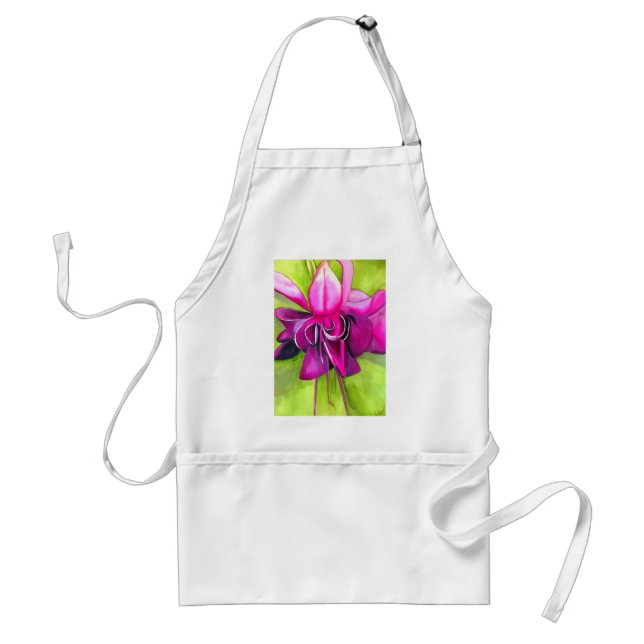 Pink Fuchsia pop art watercolour flower Adult Apron (Front)