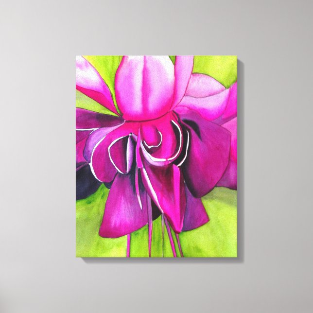 Pink Fuchsia pop art watercolour flower art Canvas Print (Front)