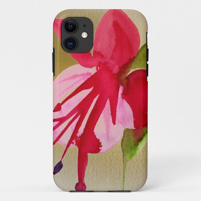 Pink Fuchsia pop art watercolour flower Case-Mate iPhone Case (Back)