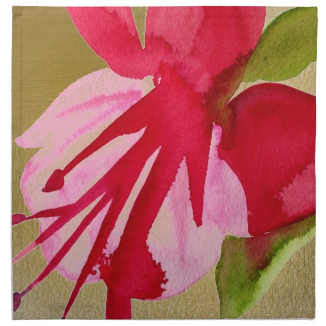 Pink Fuchsia pop art watercolour flower Cloth Napkin (Front)