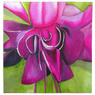 Pink Fuchsia pop art watercolour flower Cloth Napkin