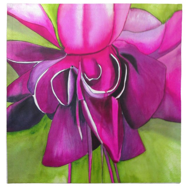 Pink Fuchsia pop art watercolour flower Cloth Napkin (Front)