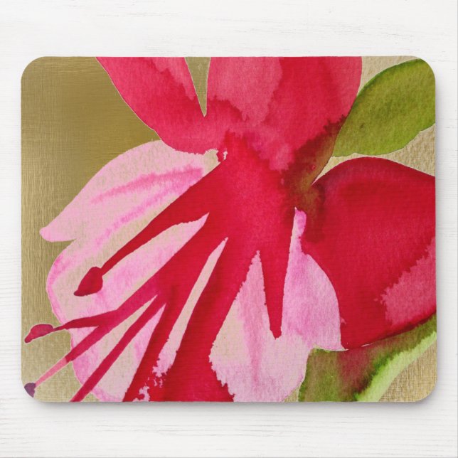 Pink Fuchsia pop art watercolour flower Mouse Pad (Front)