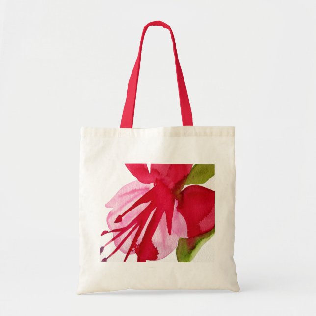 Pink Fuchsia pop art watercolour flower Tote Bag (Front)