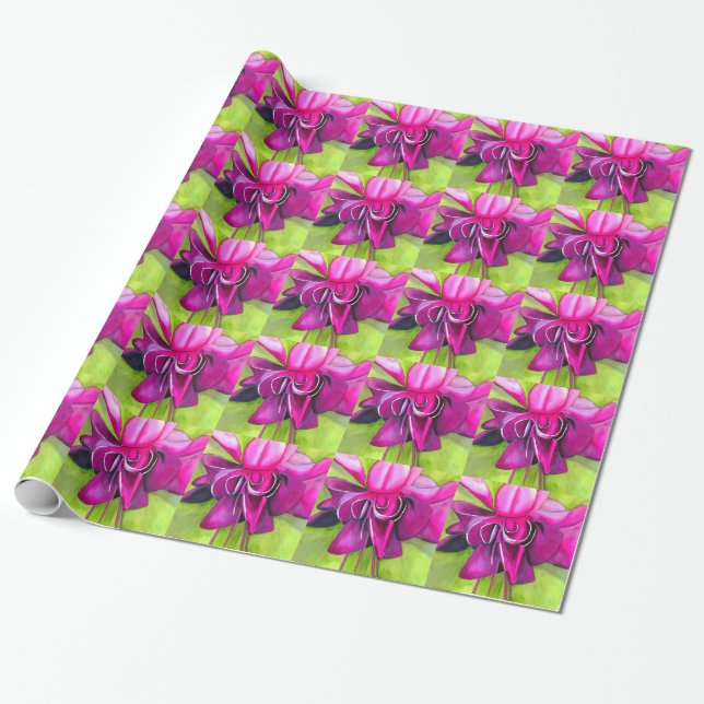 Pink Fuchsia pop art watercolour flower Wrapping Paper (Unrolled)