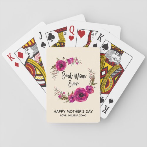 Pink Fuchsia Poppies  Best Mom Ever _ Mothers Day Poker Cards