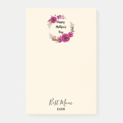 Pink Fuchsia Poppies  Best Mom Ever _ Mothers Day Post_it Notes