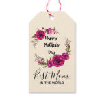Pink Fuchsia Poppies  Best Mom - Mother's Day Gift Tags