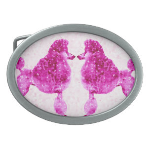 Pink Fuchsia Posh Poodle Kiss Belt Buckle