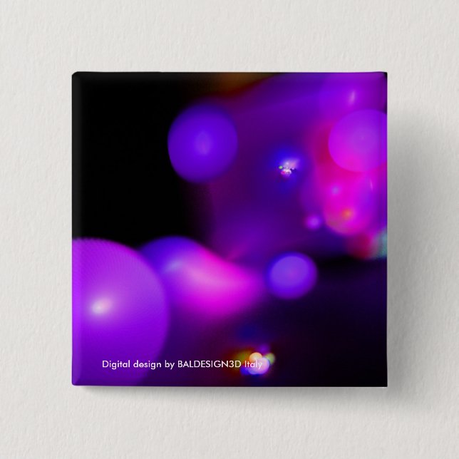 PINK FUCHSIA PURPLE BLACK FRACTAL BUBBLES BUTTON (Front)