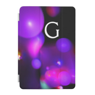 PINK FUCHSIA PURPLE BLACK FRACTAL BUBBLES MONOGRAM iPad MINI COVER