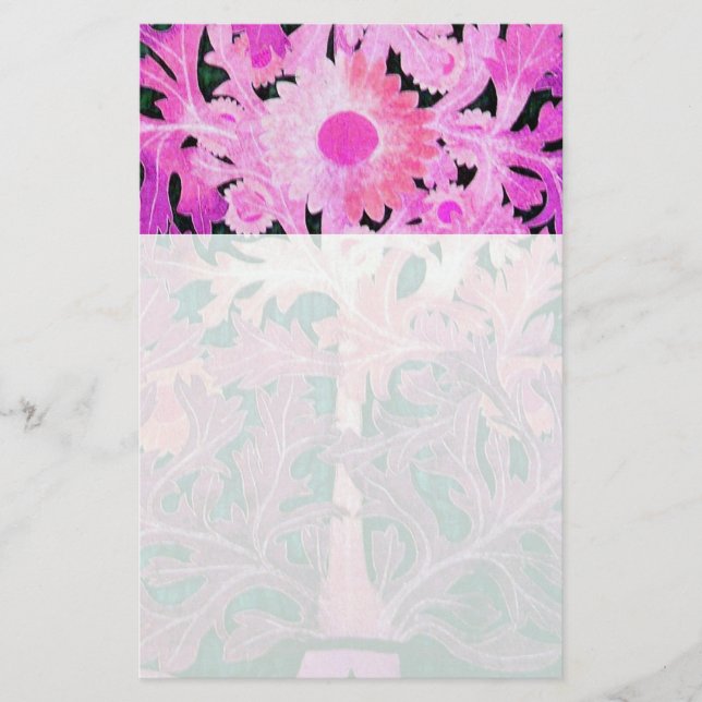 PINK FUCHSIA PURPLE DAISY ,MARGUERITE Floral Stationery (Front)