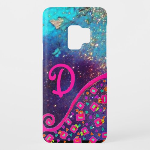 PINK FUCHSIA TURQUOISE BLUE ABSTRACT DECO MONOGRAM Case_Mate SAMSUNG GALAXY S9 CASE
