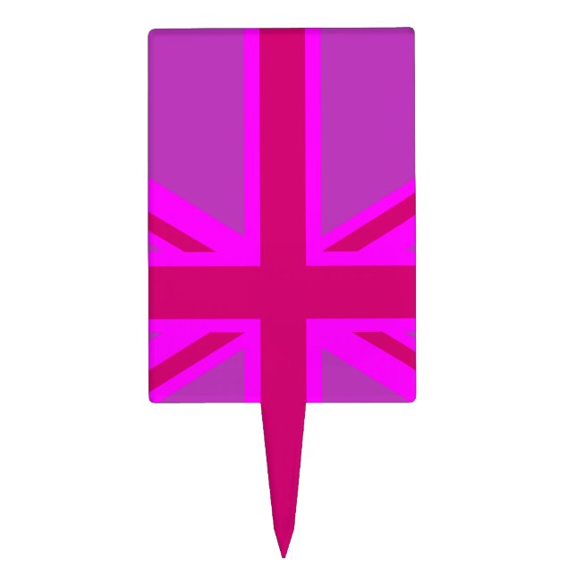 Pink Fuchsia Union Jack Flag Design Cake Topper (Front)