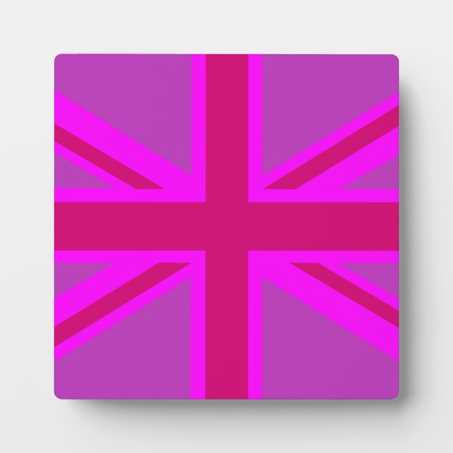 Pink Fuchsia Union Jack Flag Design Plaque (Front)