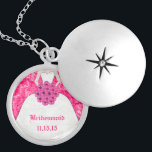 Pink Fuchsia Wedding Bridesmaid Necklace<br><div class="desc">Keepsake Necklaces Choose either Silver Plated Gold Finish or Sterling Silver Unique Personalized Custom Wedding Keepsake Wedding Party Necklaces - to change background color - click customize - click edit - choose last tool in drop down menu and choose from one of the colors shown or enter your rgb hex...</div>