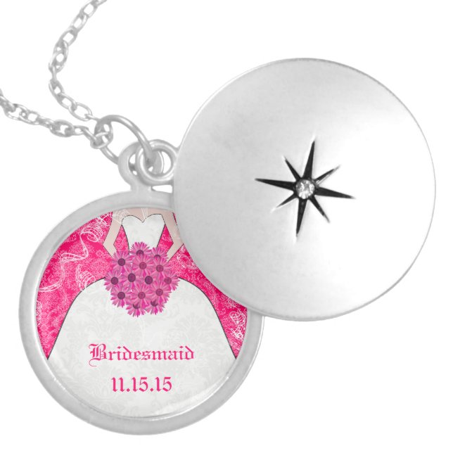 Pink Fuchsia Wedding Bridesmaid Necklace (Front)