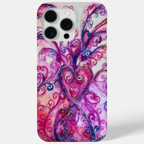 PINK FUCHSIA WHIMSICAL FLOURISHES WITH HEART iPhone 15 PRO MAX CASE