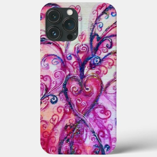 PINK FUCHSIA WHIMSICAL FLOURISHES WITH HEART iPhone 13 PRO MAX CASE