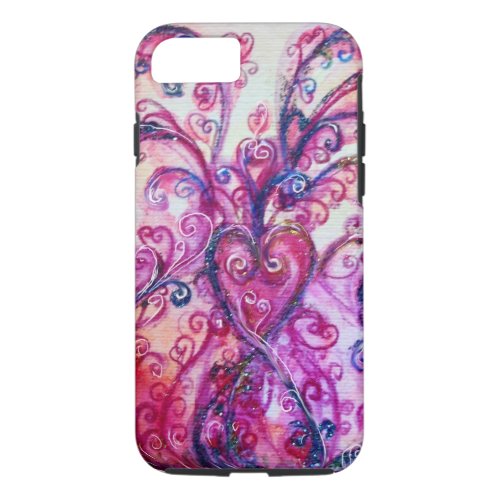 PINK FUCHSIA WHIMSICAL FLOURISHES WITH HEART iPhone 87 CASE