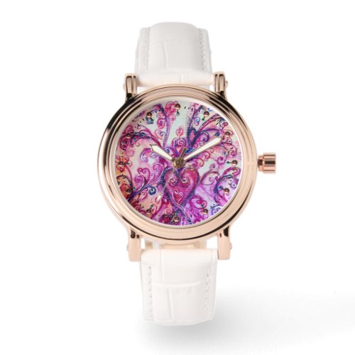 PINK FUCHSIA WHIMSICAL FLOURISHES WITH HEART WATCH