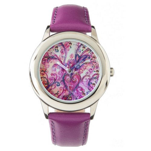 PINK FUCHSIA WHIMSICAL FLOURISHES WITH HEART WATCH