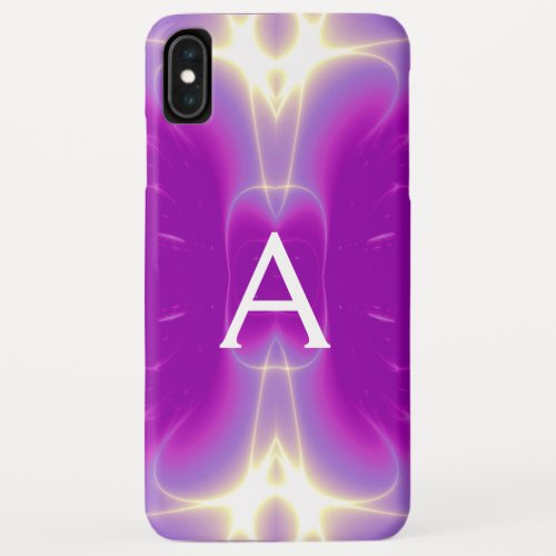 PINK FUCHSIA WHITE FRACTAL WAVES MONOGRAM Abstract iPhone XS Max Case