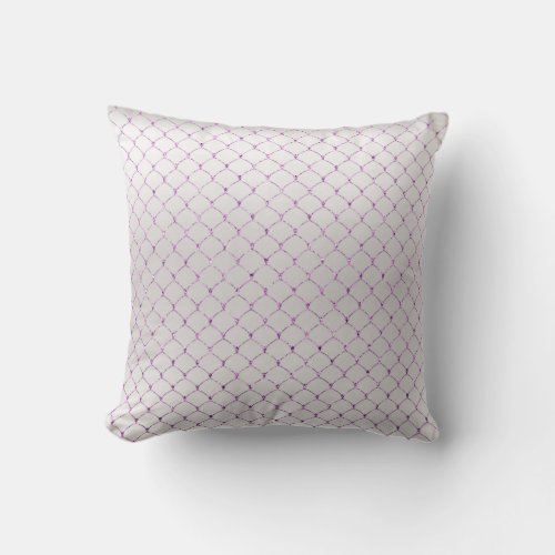 Pink Fuchsia White Gray Art Deco Net Delicate Throw Pillow