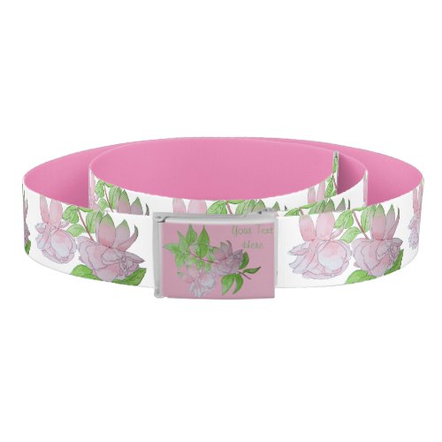 pink fucia flower and leaves pretty floral pattern belt