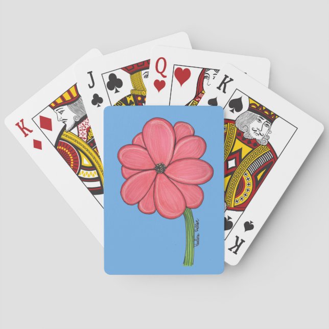 Pink Full Flower Poker Cards (Back)