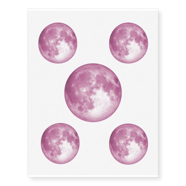Pink Full Moon Ritual - Spiritual Intentions Temporary Tattoos (Front)