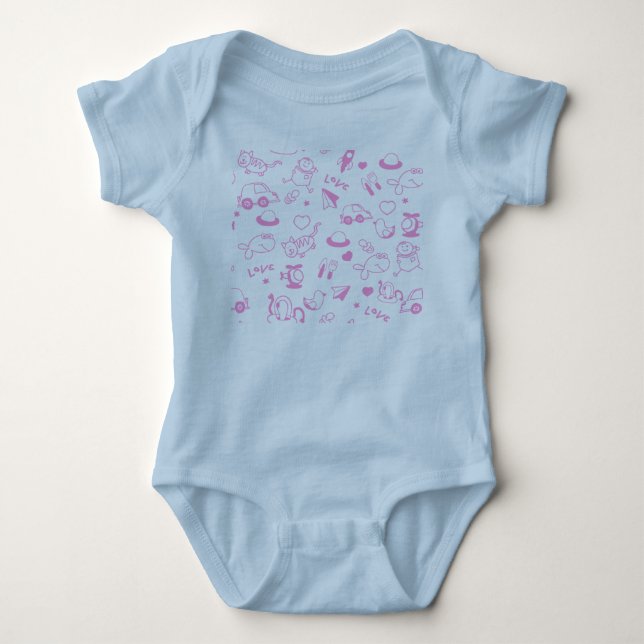 Pink Fun Baby T-Shirt Baby Bodysuit (Front)