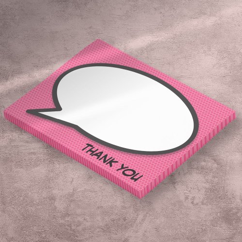 Pink Fun Comic Book Speech Bubble Thank You Post_it Notes