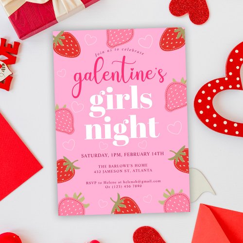 Pink Fun Girly Galentines Day Party Invitation