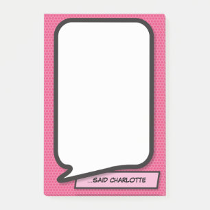 Pink Fun Modern Personalized Speech Bubble Post-it Notes