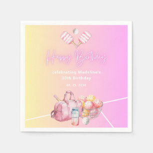 Pink Fun Pickleball 30th Birthday Party Napkins