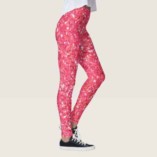 Pink fun sparkle glitter pattern gift for her  leggings
