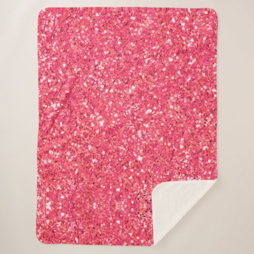 Pink fun sparkle glitter pattern gift for her sherpa blanket