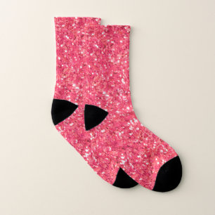 Pink fun sparkle glitter pattern, gift for her socks