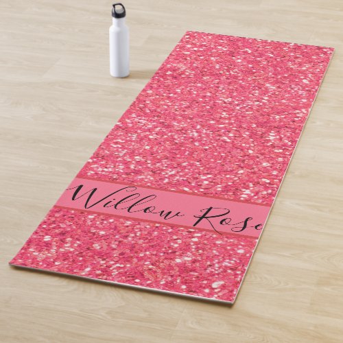 Pink fun sparkle glitter pattern gift for her   yoga mat